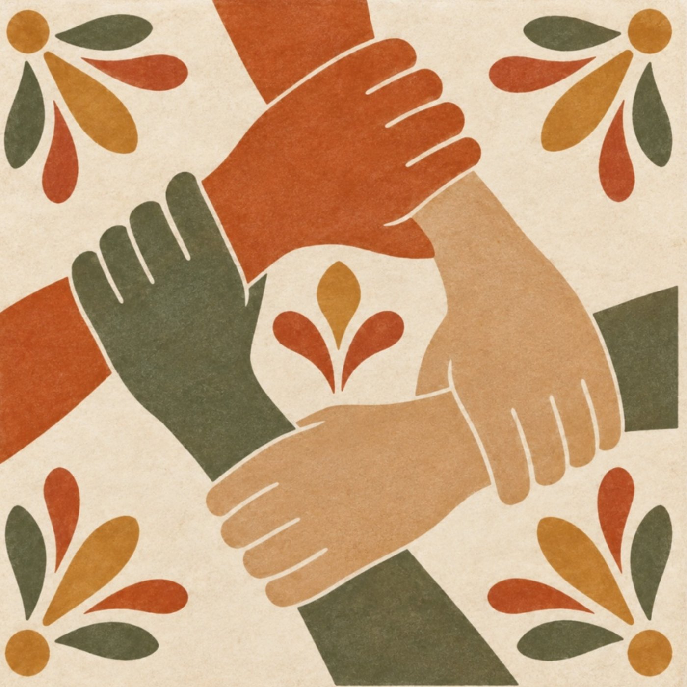 Mains solidaires par Severine Marechal — motif de carreau de ciment