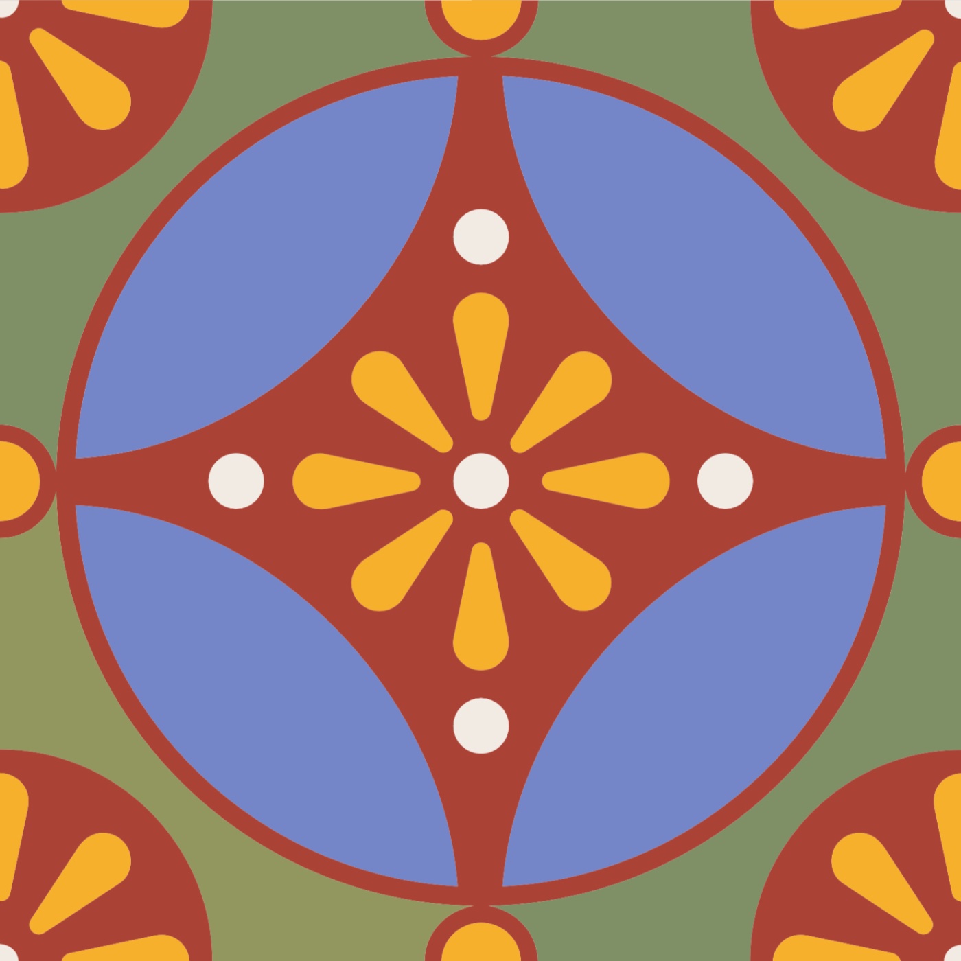 Rosaces colorées par Philippine Cornet — motif de carreau de ciment