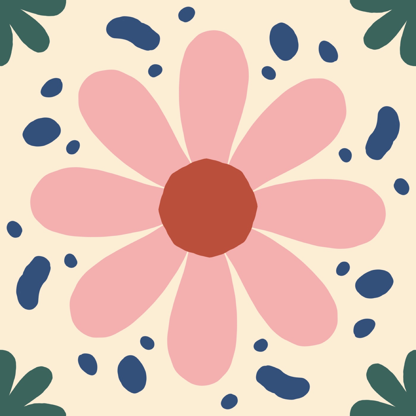 Fleur Heureuse par Mélanie Dehez — motif de carreau de ciment