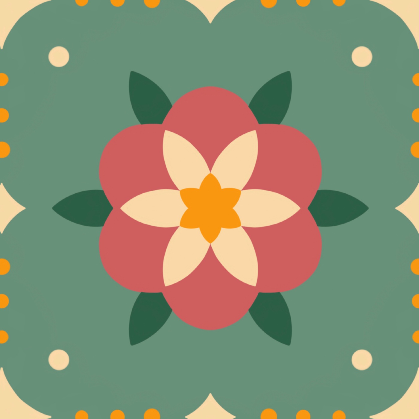 flora par Ségolène Accaries — motif de carreau de ciment