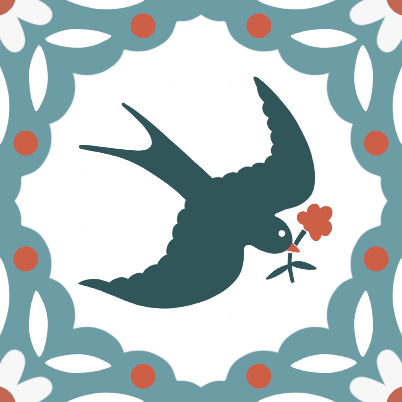 le messager fleuri par Laurence gonry — motif de carreau de ciment