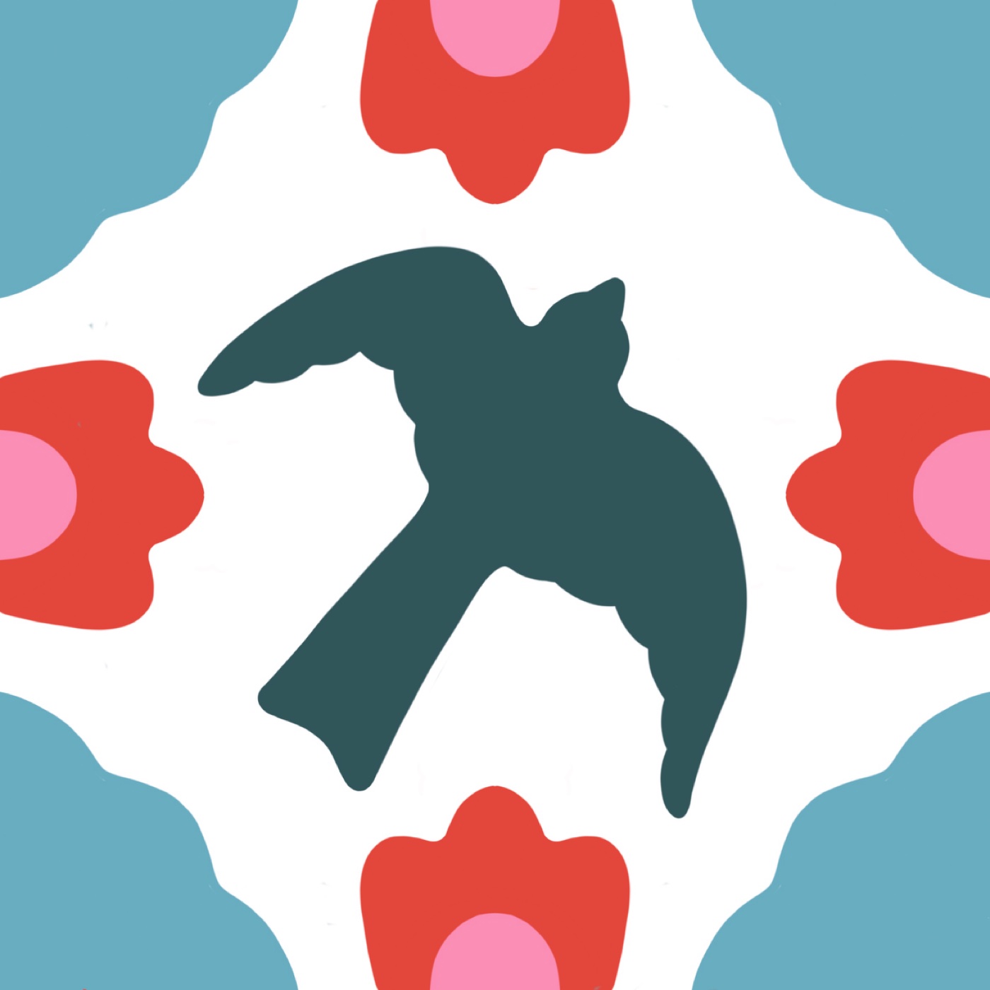 le messager fleuri par Laurence gonry — motif de carreau de ciment