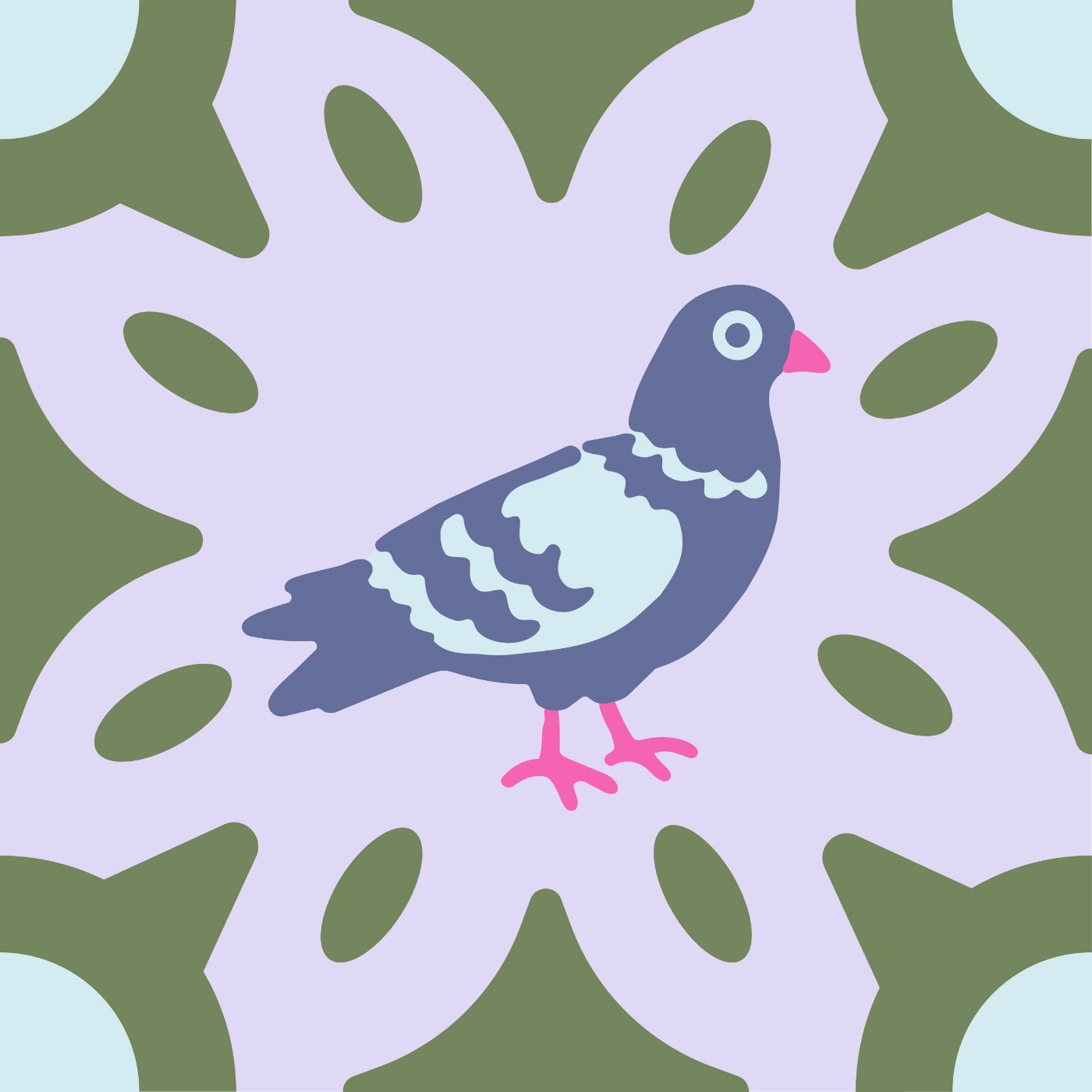 Pigeon fleuri par Nisan Ozgokceler — motif de carreau de ciment