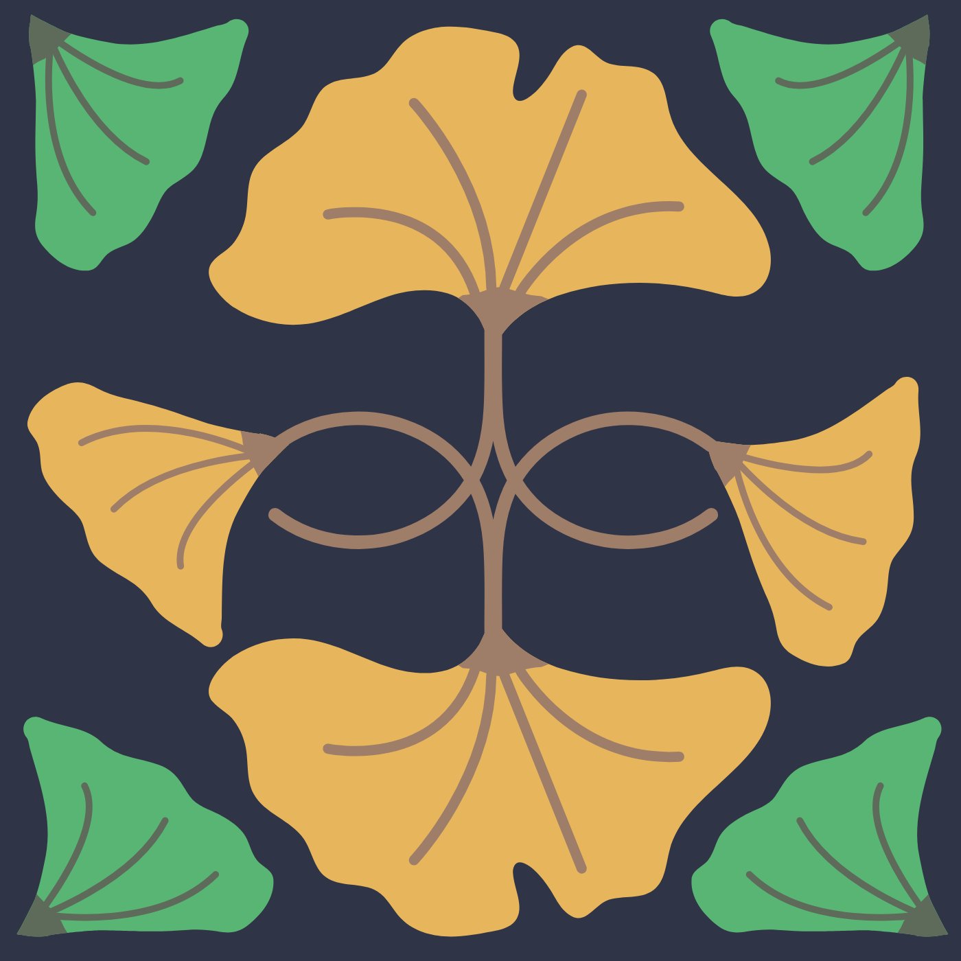 ginko par allison chaintron — motif de carreau de ciment