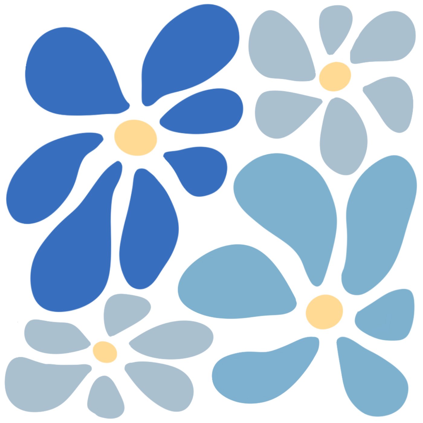 fleur bleue par Mina Lapeyrie — motif de carreau de ciment