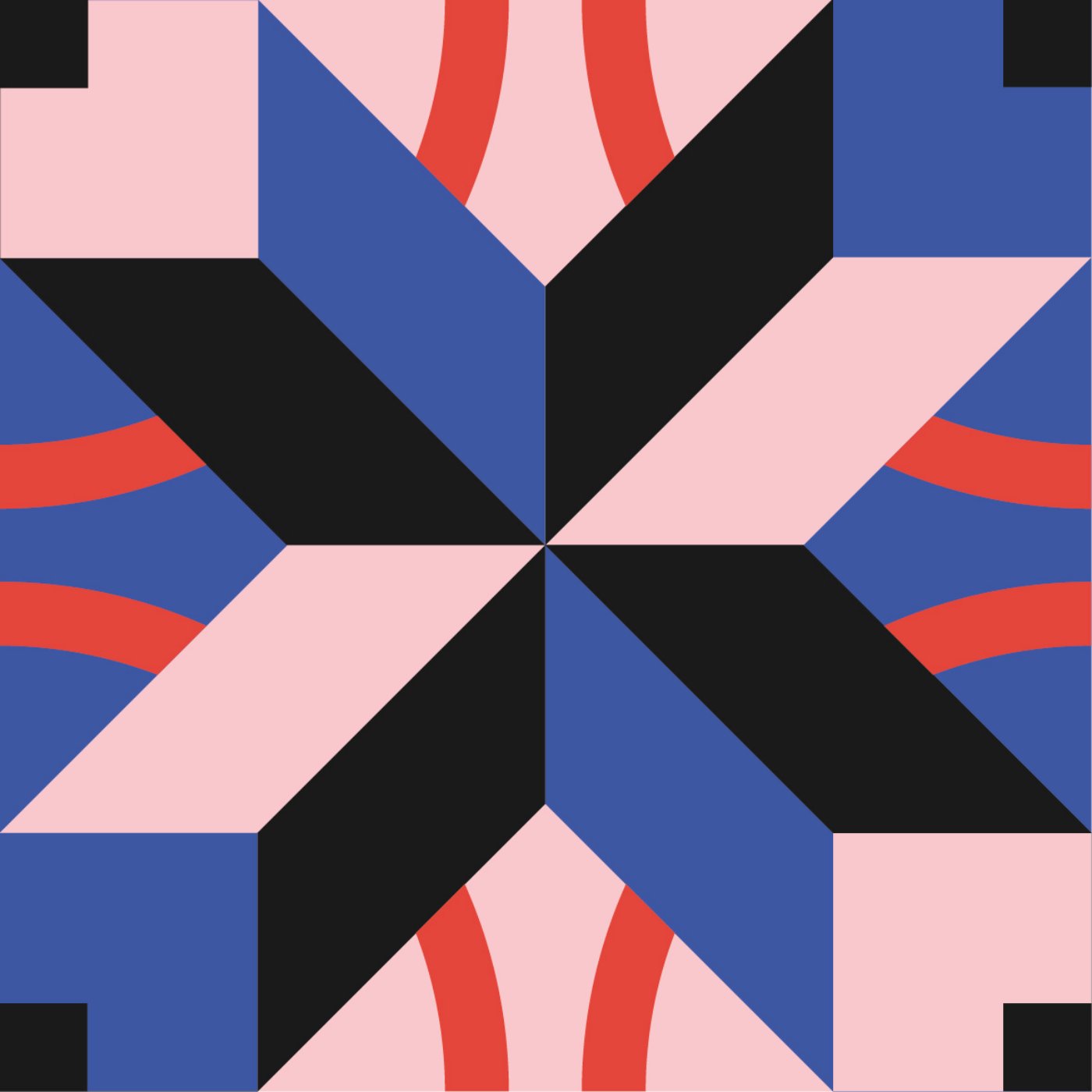 Cercles et carrés par Pauline Romani — motif de carreau de ciment