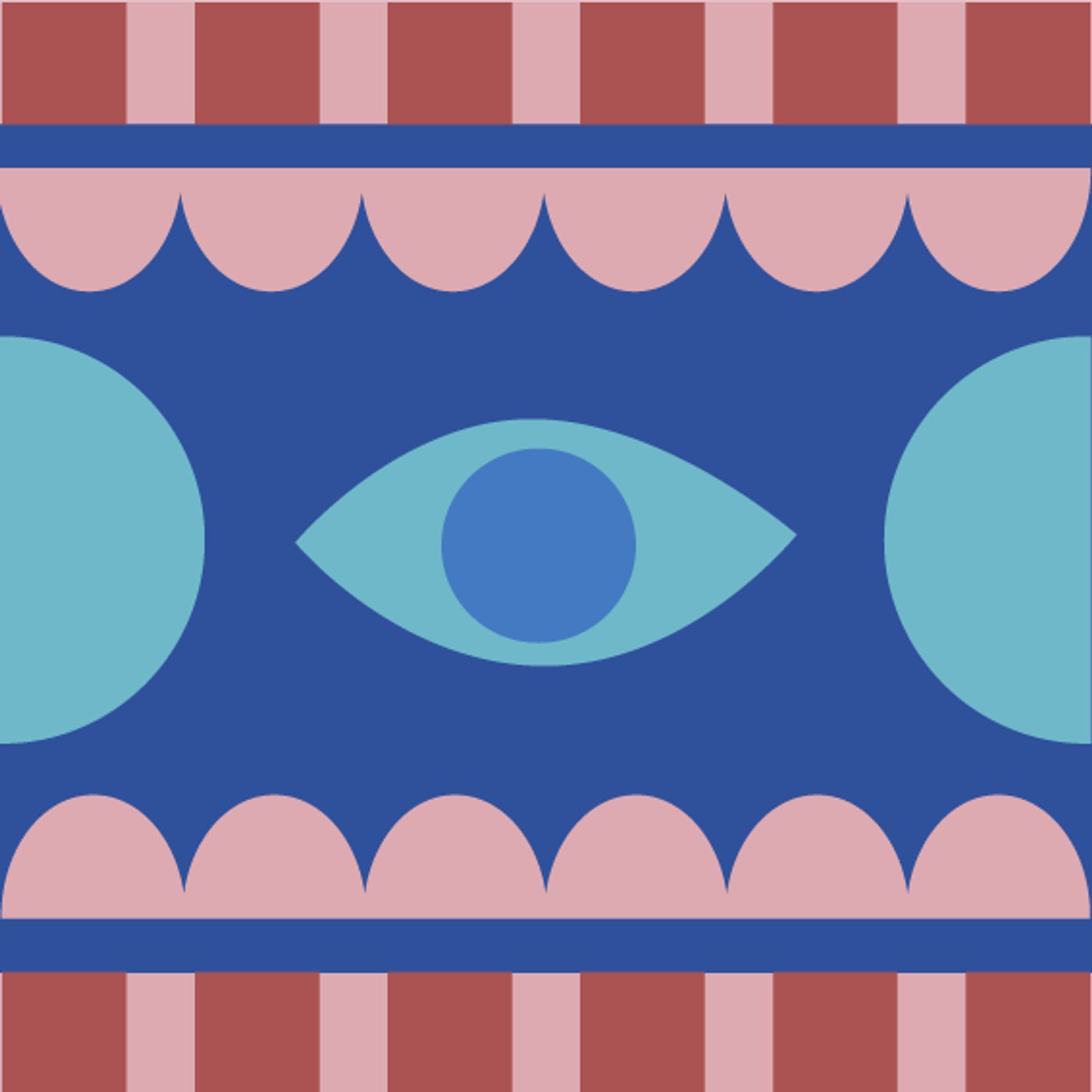 Je t’ai à l’oeil par Régine Bourgeois — motif de carreau de ciment