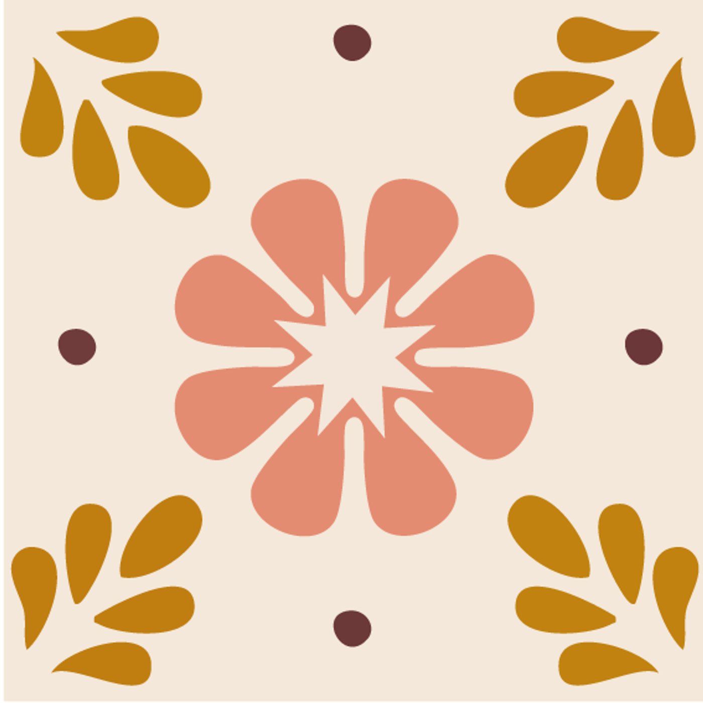 Soul of flowers (V2 avec fond blanc cassé comme vu ensemble sur Insta) par Astrid JOURDAN — motif de carreau de ciment