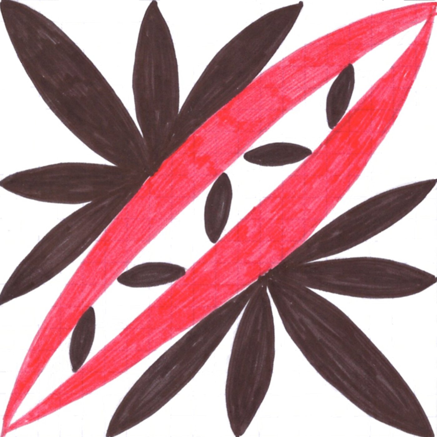 "Cacao" fleur gourmande par Caroline RIETHMULLER — motif de carreau de ciment