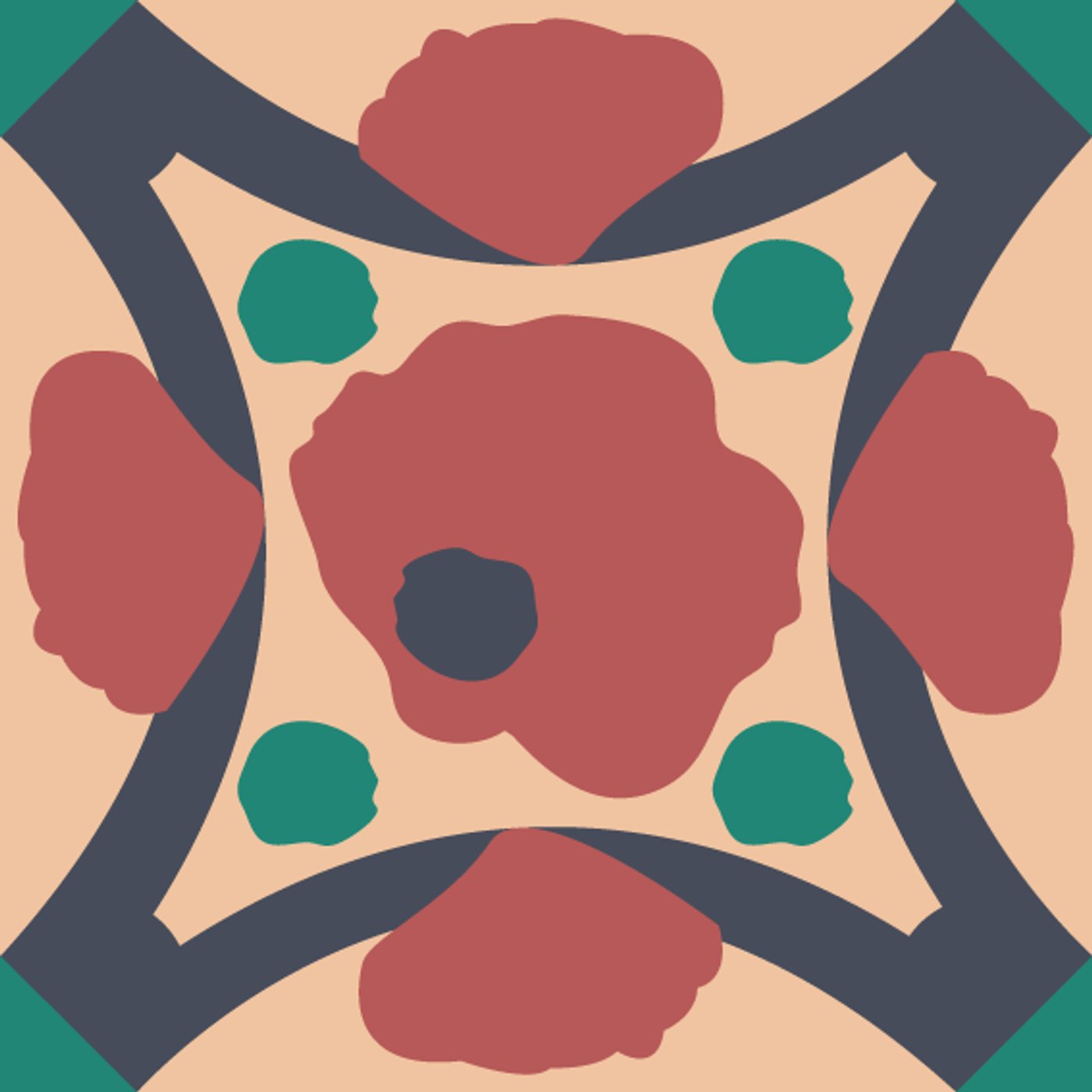 Dansent les Coquelicots par CHAYLART — — motif de carreau de ciment