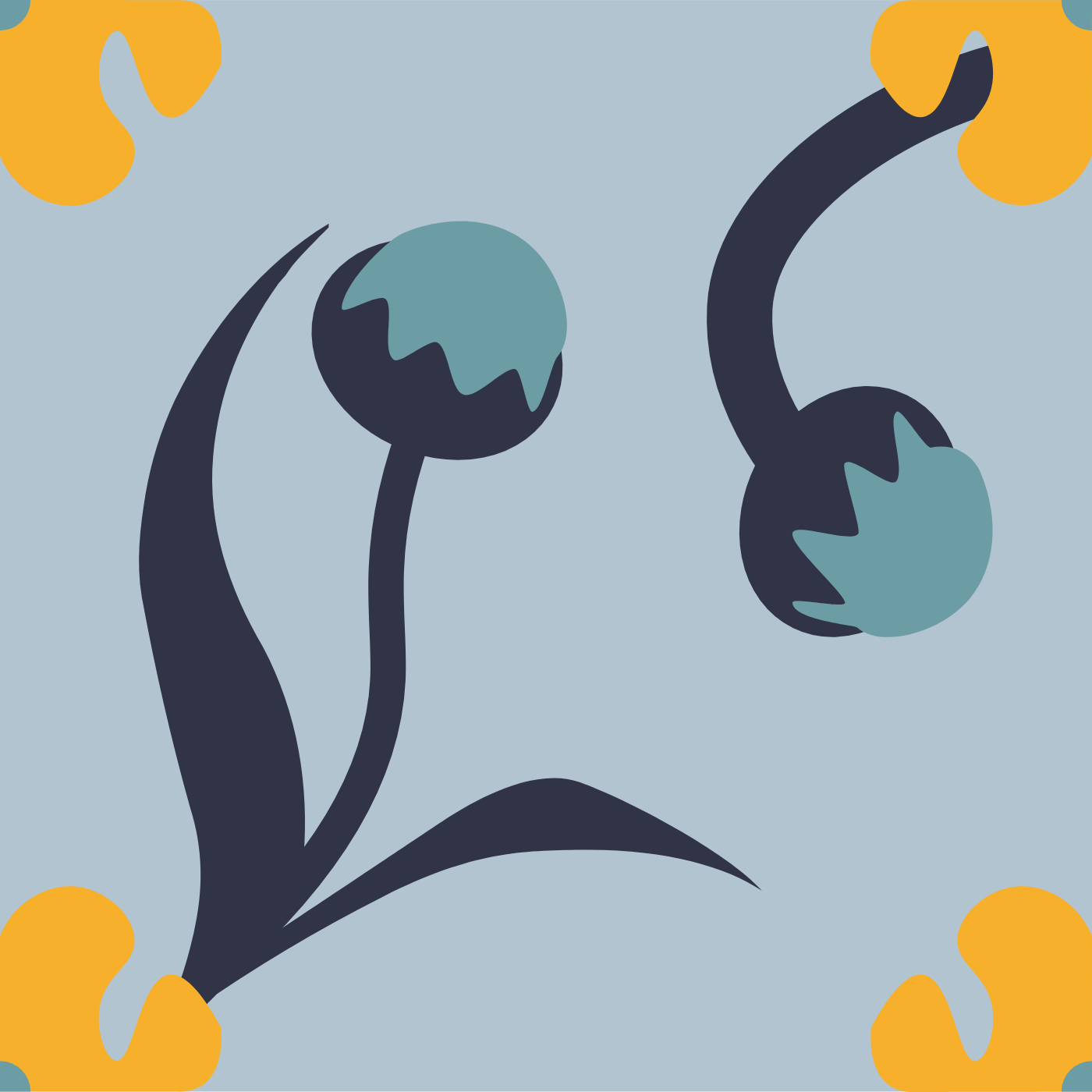 fleure bleu par rose martin — motif de carreau de ciment
