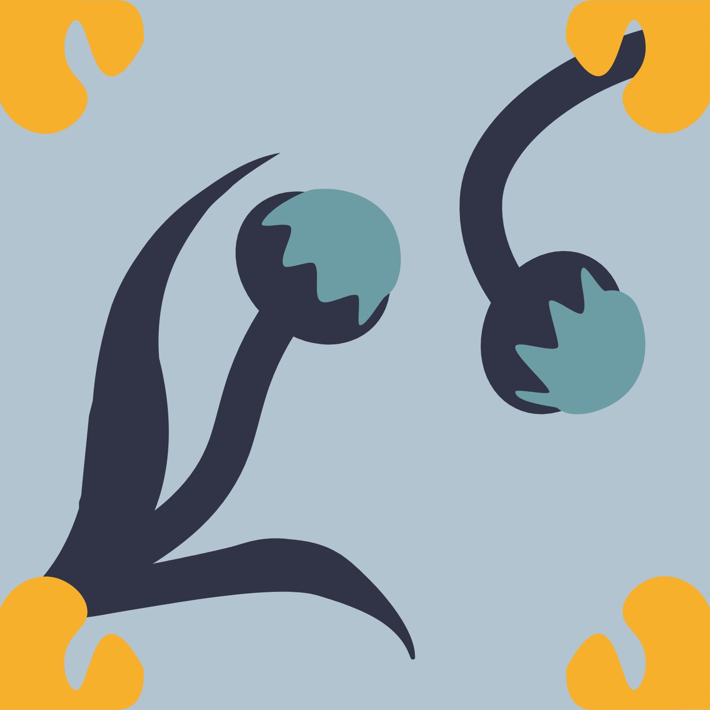 fleure bleu par rose martin — motif de carreau de ciment