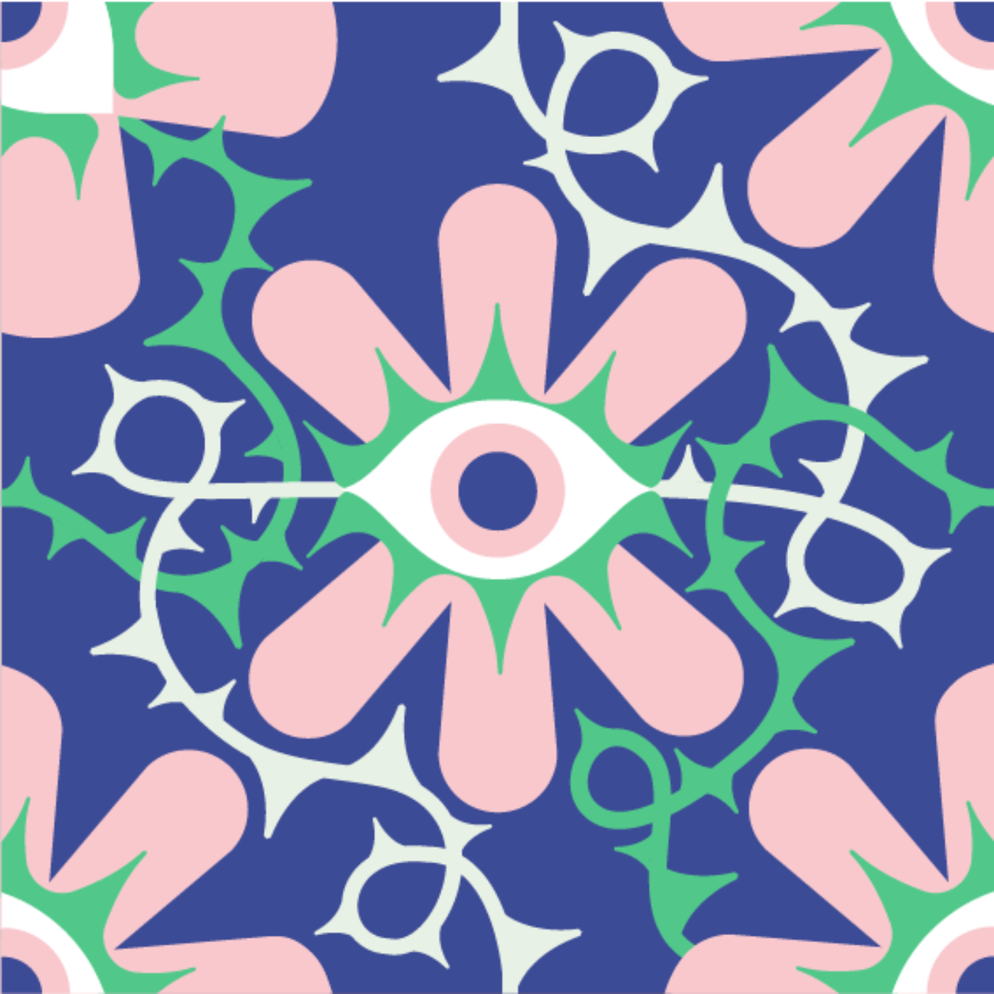 Des Fantômes et Des Fleurs par Amandine Laguet — motif de carreau de ciment